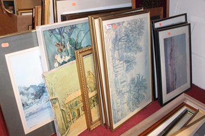 Lot 1089 - Assorted pictures and prints to include French...