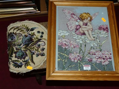 Lot 1101 - A Berlin beadwork circular panel, dia. 25cm,...