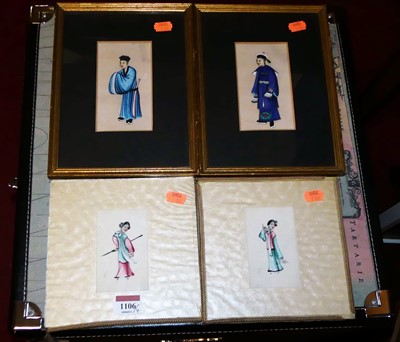Lot 1106 - A pair of Chinese watercolours on ricepaper,...
