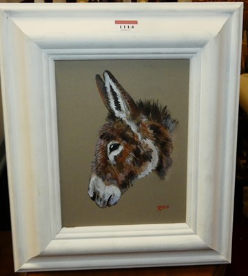 Lot 1114 - Ryan - Donkey head portrait, acrylic on panel,...