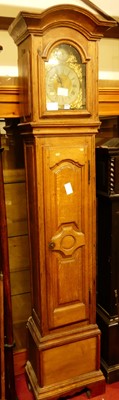 Lot 1232 - An antique French joined oak longcase clock,...