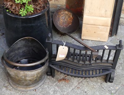 Lot 1177 - Fireside metalwares to include; coal scuttle,...