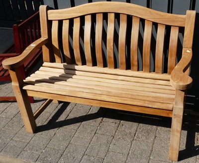 Lot 1181 - A contemporary Alexander Rose slatted teak two-...