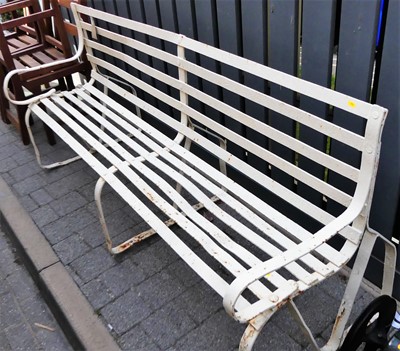 Lot 1183 - A 19th century slatted wrought iron...