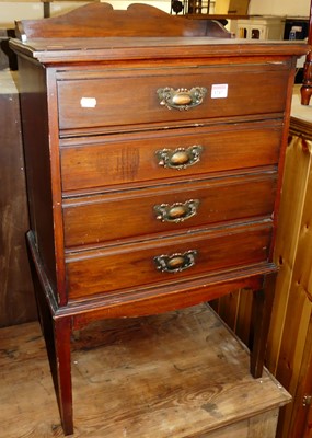 Lot 1247 - An Edwardian walnut four drawer music chest, w....