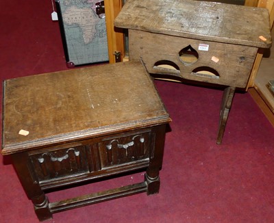 Lot 1263 - A 19th century rustic oak joint stool, w.50cm;...