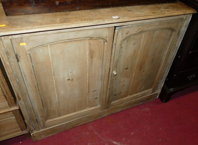 Lot 1276 - A Victorian pine low double door side cupboard,...