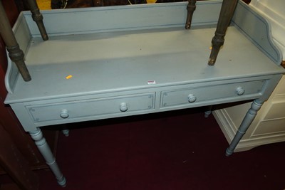 Lot 1318 - A Victorian blue painted pine three-quarter...