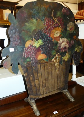 Lot 1308 - A floral still life painted low screen with...