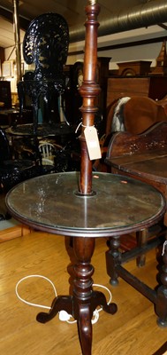 Lot 1370 - A 19th century mahogany turned pedestal lamp,...