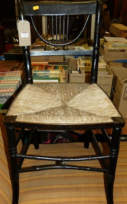 Lot 1410 - A 19th century black painted bamboo effect and...