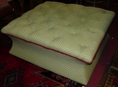 Lot 1424 - A large green chequered fabric upholstered...