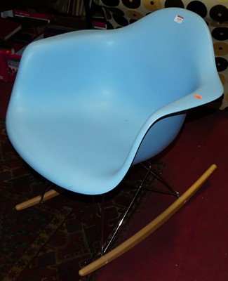 Lot 1425 - After Eames, a baby blue plastic, wired metal...