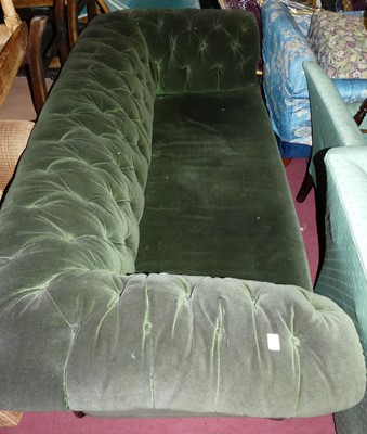 Lot 1430 - A Victorian green Dralon buttoned upholstered...