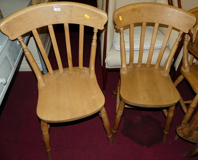 Lot 1449 - A set of five modern beech slatback kitchen...