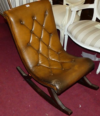 Lot 1459 - A contemporary mahogany framed tan leather...