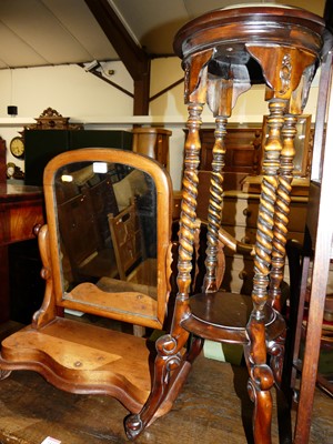 Lot 1472 - A Victorian mahogany swing toilet mirror;...