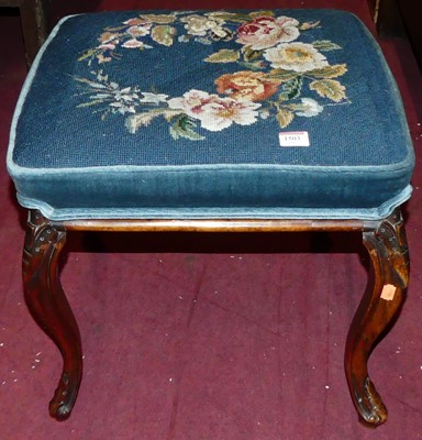 Lot 1503 - A 19th century walnut and floral needlework...