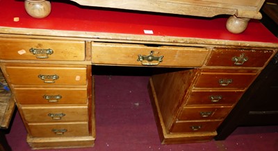 Lot 1507 - A Victorian pine and later red rexine inset...