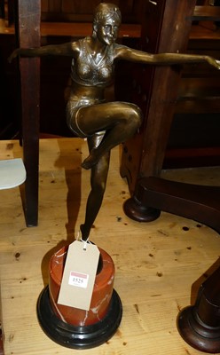 Lot 1525 - After Chiparus - a bronzed metal figure of an...