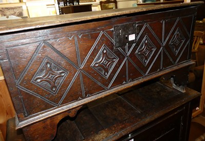 Lot 1327 - A 17th century style boarded oak and line...