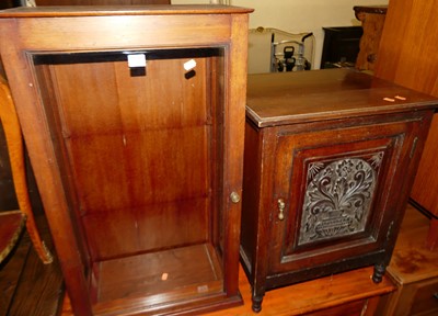 Lot 1289 - A narrow Edwardian mahogany side cabinet,...