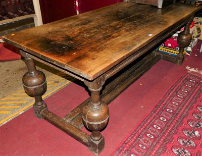 Lot 1373 - A 17th century style joined oak refectory...