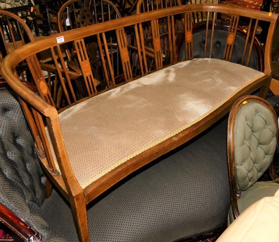 Lot 1405 - An Edwardian mahogany and chequer strung...