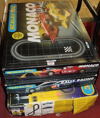 Lot 1526 - Three various boxed Scalextric racing gift...