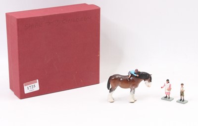 Lot 1725 - A white metal reproduction Shire horse and...