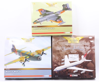 Lot 972 - 3 various boxed Corgi Aviation Archive mixed...