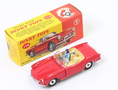 Lot 1165 - Dinky Toys, 114, Triumph Spitfire, red body,...