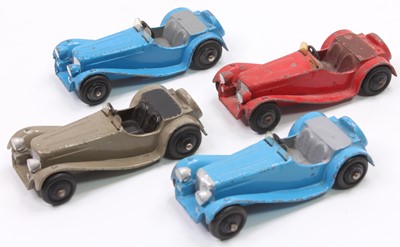 Lot 1173 - Dinky Toys No. 38F Jaguar SS100 group of 4...