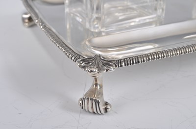 Lot 1102 - An Edwardian silver deskstand, comprising...