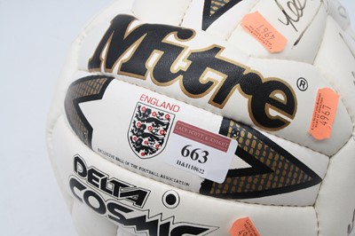 Lot 663 - A Mitre Delta Cosmic leather football signed...