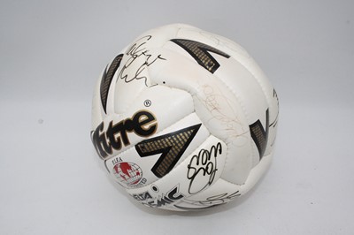 Lot 663 - A Mitre Delta Cosmic leather football signed...
