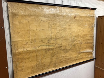 Lot 1132 - A rolled and linen backed Ordnance Survey map...