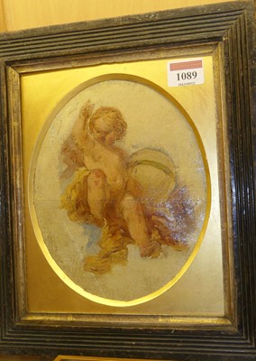 Lot 1089 - 19th century school - cherub study, oil on...