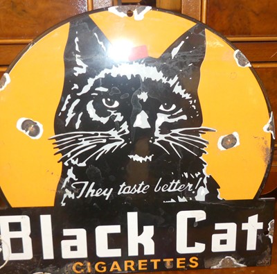 Lot 1099 - An enamel advertising sign for Black Cat...