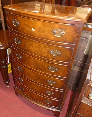 Lot 1368 - A contemporary figured walnut narrow bowfront...