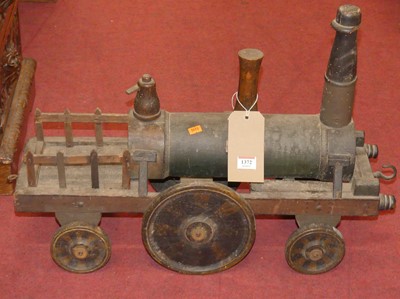 Lot 1372 - A hand built oak model of a traction engine,...