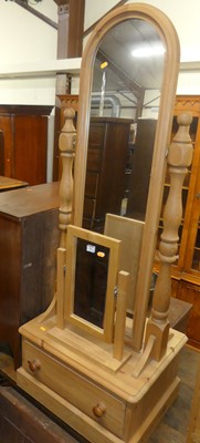 Lot 1381 - A modern pine cheval mirror, with single...