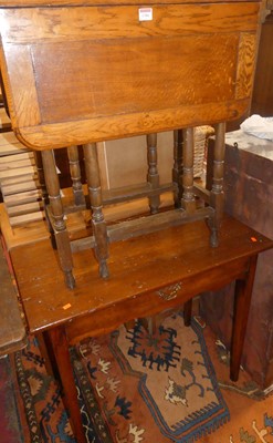 Lot 1386 - A 19th century stained pine single drawer side...