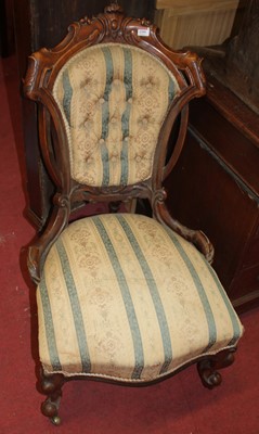 Lot 1399 - A mid-Victorian floral carved mahogany framed...