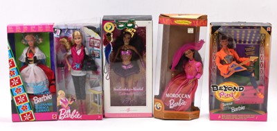 Lot 1737 - 5 boxed Mattel Barbie Dolls, with examples...