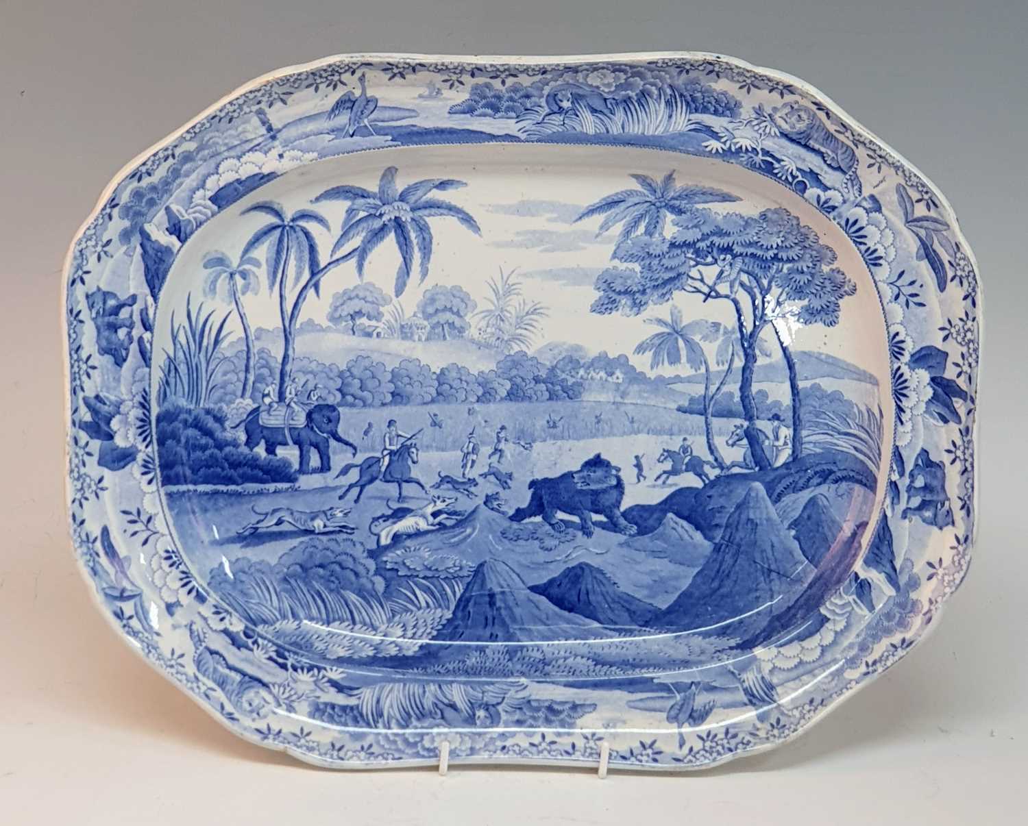 Lot 2067 - A circa 1810 Spode Indian Sporting series blue...