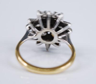 Lot 2679 - A yellow and white metal diamond flower shaped...