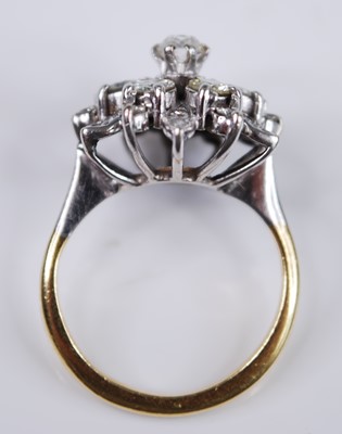Lot 2679 - A yellow and white metal diamond flower shaped...