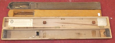 Lot 2041 - Two oak pit barometer cases, together with a...