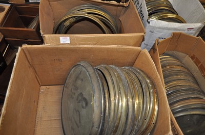 Lot 2073 - Assorted 10" brass bezels, some being glazed